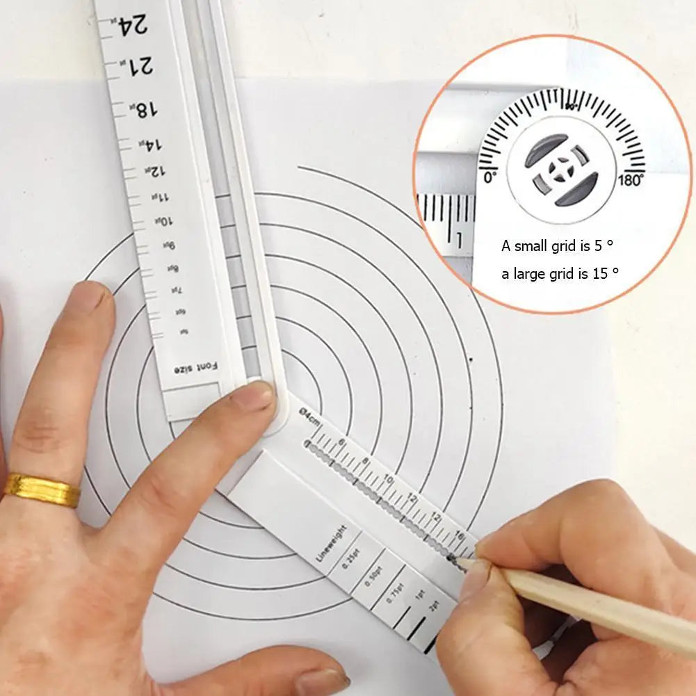 Regla plegable multifuncional para dibujo geométrico – Herramienta portátil de 0-30 cm para arcos, ángulos y líneas paralelas