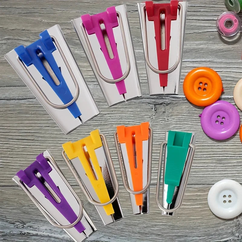 7-Size Bias Tape Maker Set with Binding Roller, Hemming Guide & Presser Foot