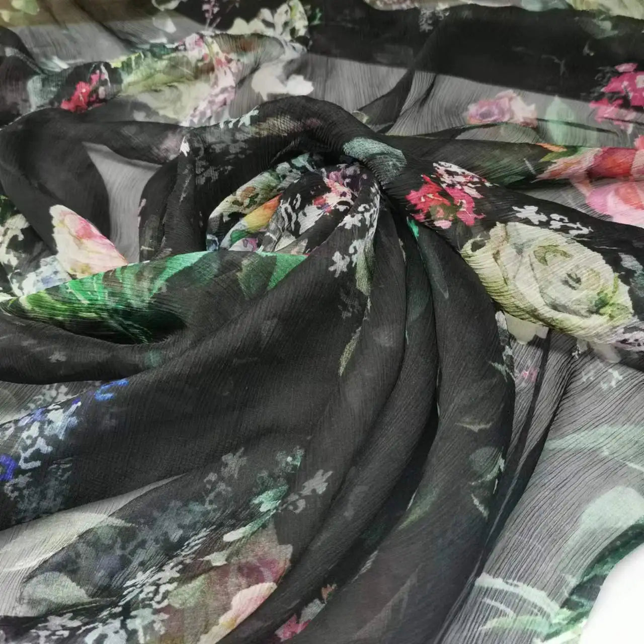 Floral Print Silk-Cotton Blend Fabric – 135cm Wide, 9-10mm | Dresses, Blouses & Luxury DIY Sewing