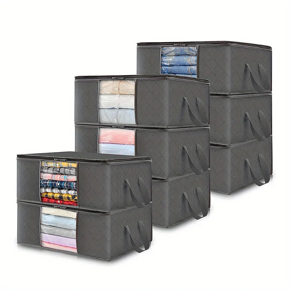 35L Foldable Fabric Storage Bag with Clear Window – Quilt & Blanket Organizer Box