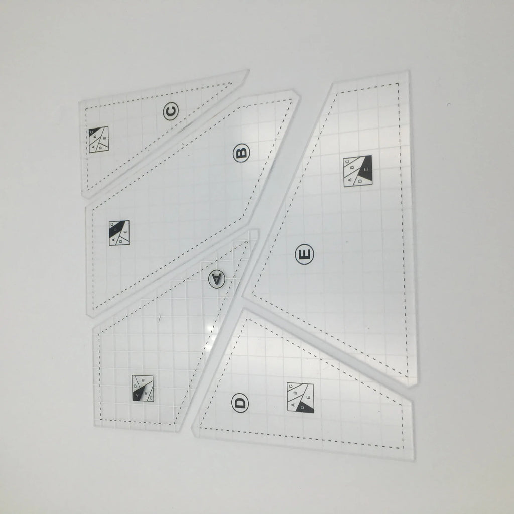 5-Piece Acrylic Quilting Ruler Template Set - DIY Patchwork & Cutting Templates