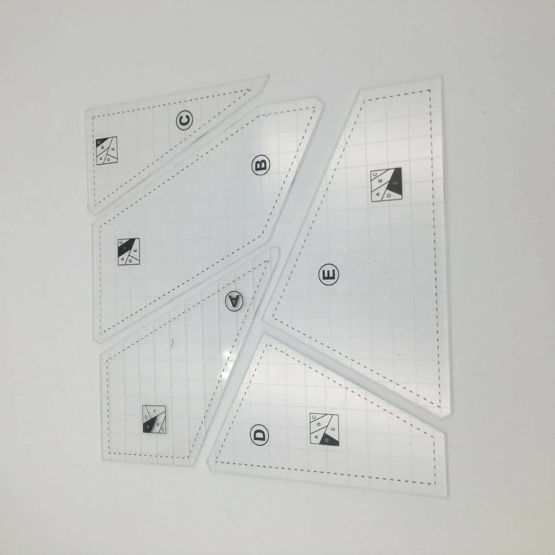 5-Piece Acrylic Quilting Ruler Template Set - DIY Patchwork & Cutting Templates