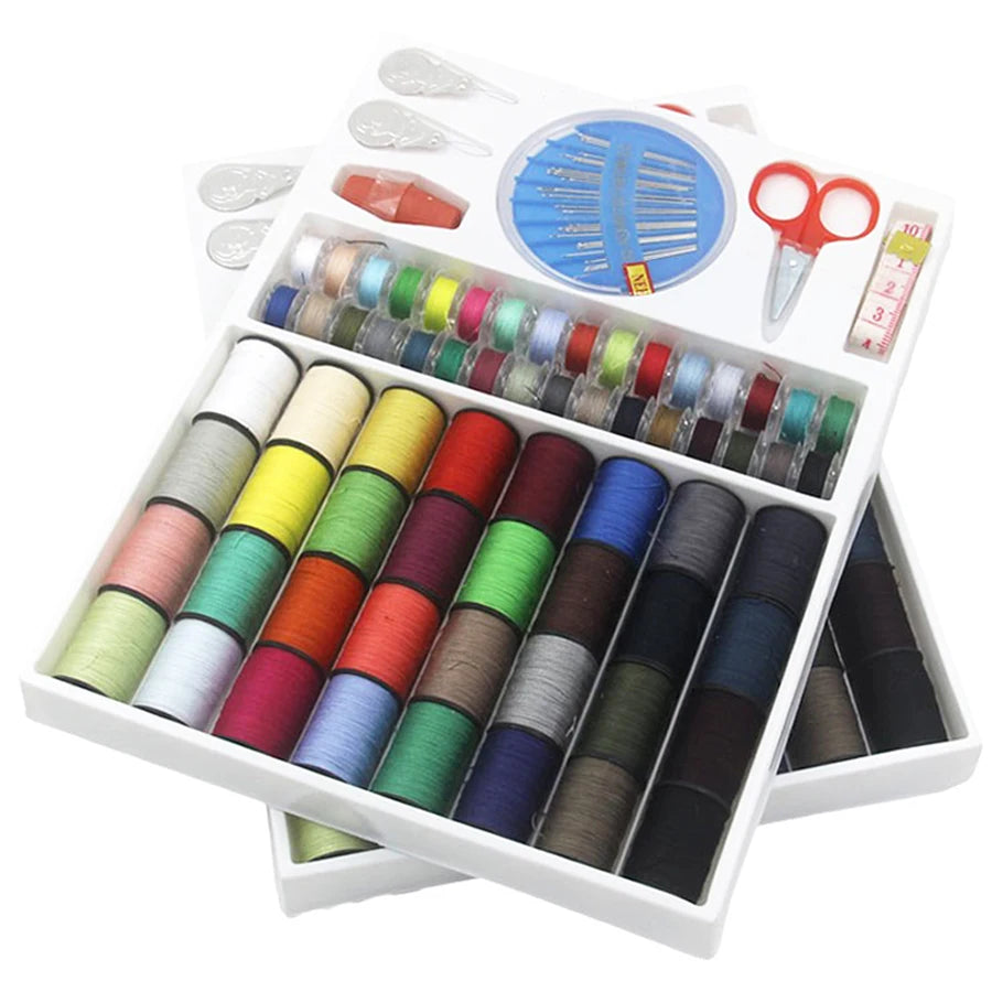 64-Roll Sewing Thread Kit with Scissors, Needles, Crochet Hook & Tape Measure