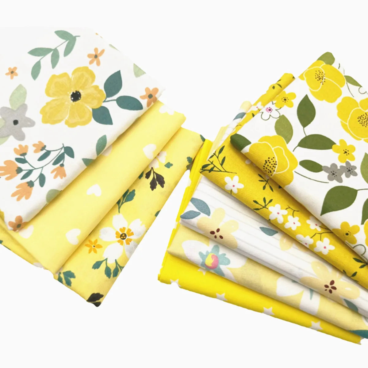 8-Piece Precut Quilted Fabric Squares – Yellow Tones, DIY Patchwork & Quilting