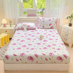 Floral Print Fitted Sheet - 500TC Polyester - 1pc or 3pc Set