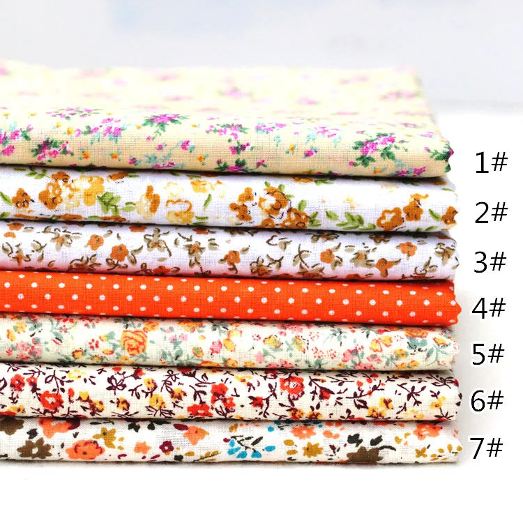 7-Piece Multicolor Cotton Fat Quarter Bundle — 25x25cm (Set B)