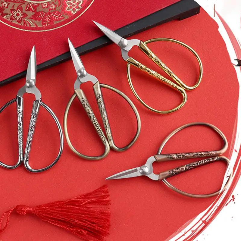 Tijeras de coser retro mini — Cortahílos de acero inoxidable vintage en 6 acabados