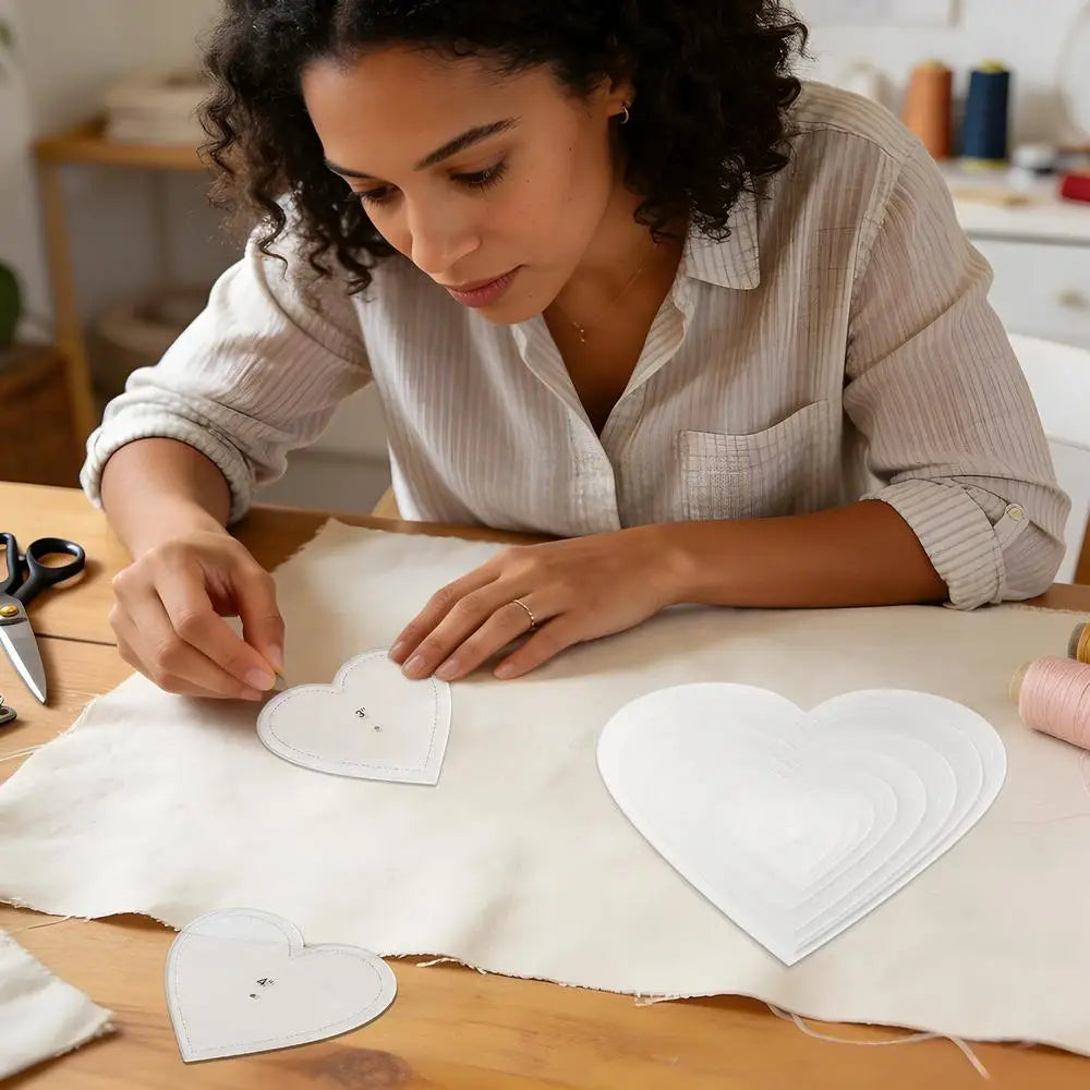 8-Piece Heart Quilting Template Set – Acrylic Fabric Cutting Stencils for Patchwork & Sewing