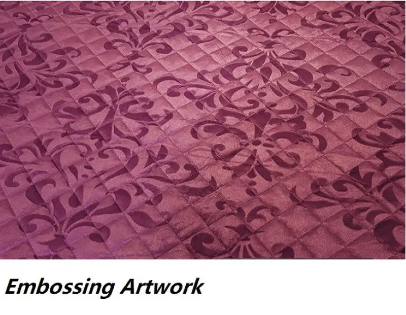European Luxury Velvet Quilted Bedspread – Embossed Plush Bed Skirt | Queen & King Sizes