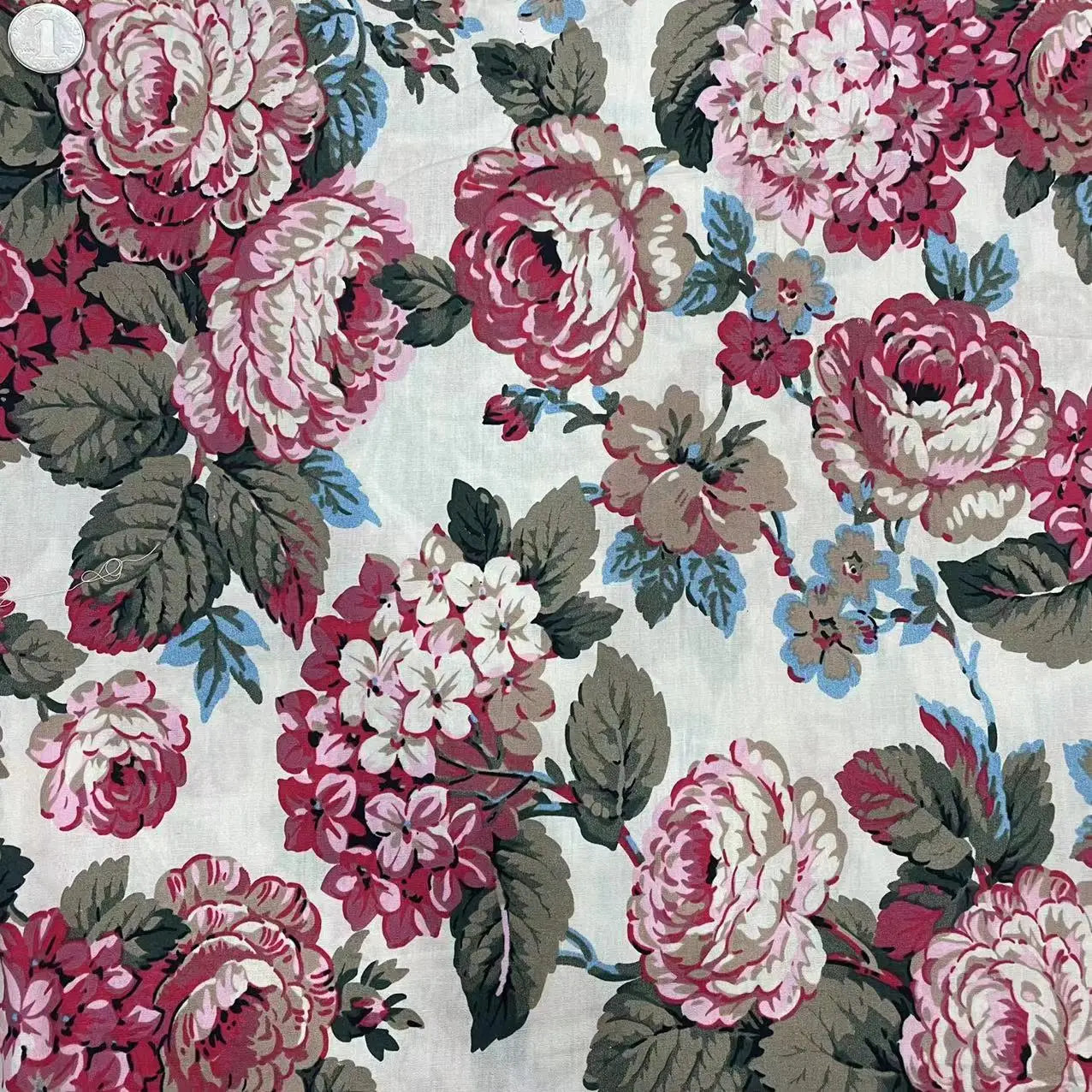 Rose Print Cotton Poplin Fabric – Vintage Floral Hawaiian Print | 145cm Wide, Sold by the Meter