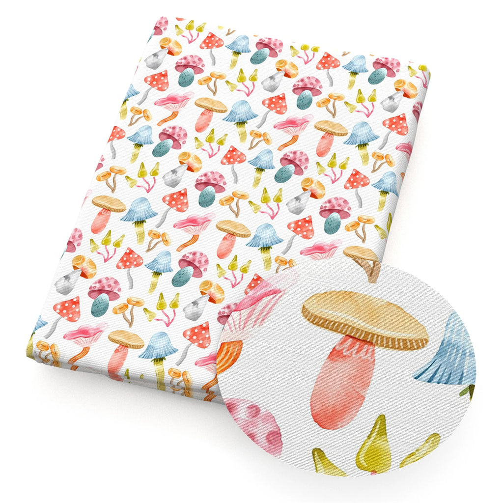 Mushroom & Animals Print Cotton Fabric — 50×145cm Half Meter | Quilting & Patchwork