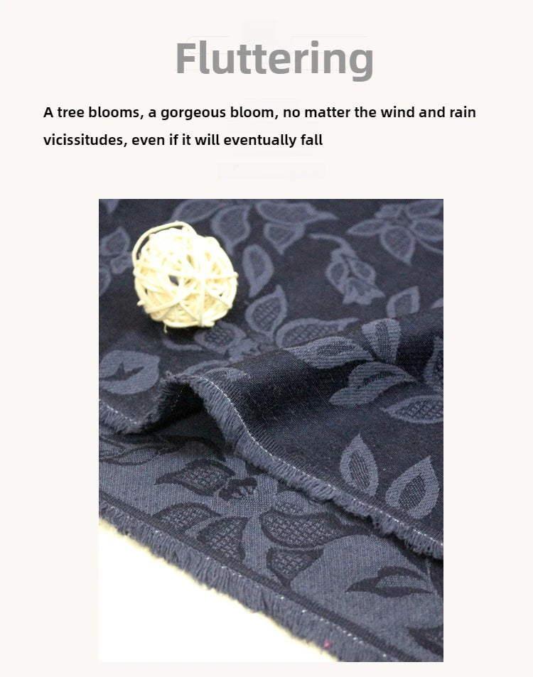 Bodhi Flower Jacquard Cotton Linen Fabric – 241g/m², 145cm Wide, Sold by the Meter – For Hanfu, Cheongsam & Clothing
