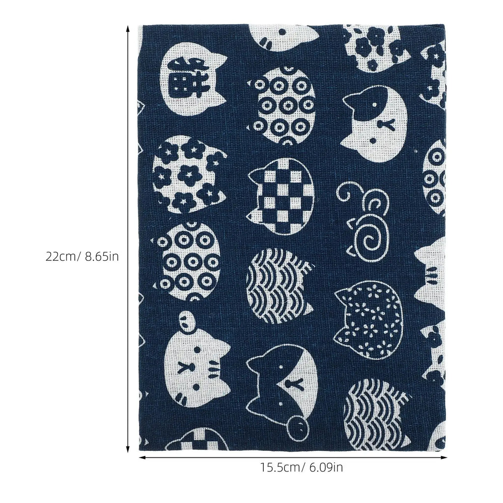 Blue Fabric Book Cover Protector – Reusable Cloth Sleeve for Hardcover Books, Diaries & Textbooks