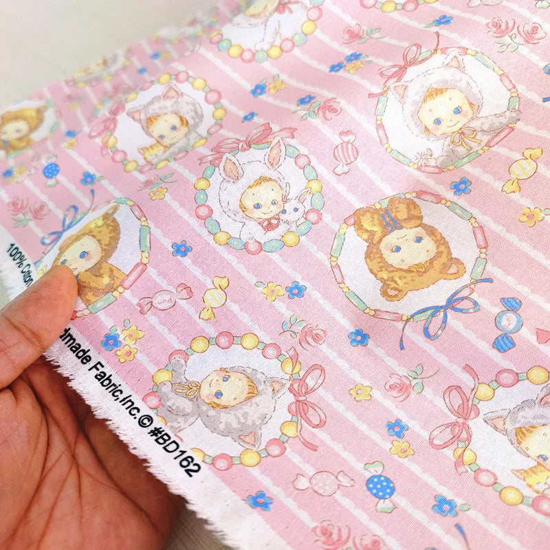 20S Cotton Cute Showa Kawaii Cat Deer Print Fabric DIY Quilting Needlework Material Sewing Dress Kids Clothes Fabrics