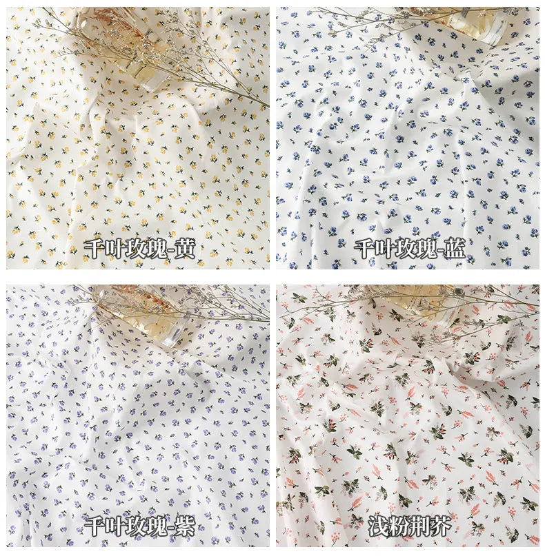 Rural Style Small Floral Printed 100% Cotton Fabric – 160cm Wide for Quilting, Children's Dresses & DIY