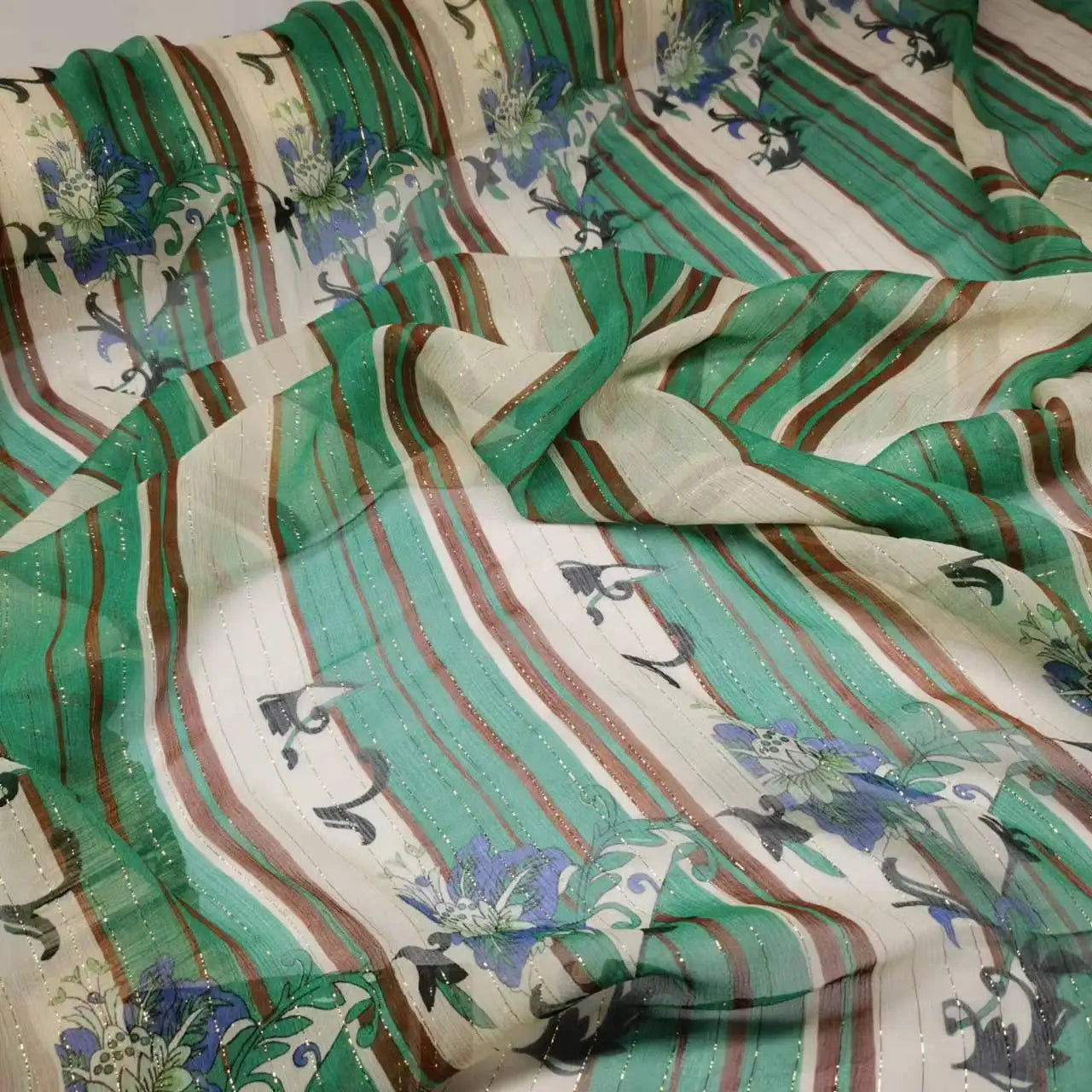 Floral Print Silk-Cotton Blend Fabric – 135cm Wide, 9-10mm | Dresses, Blouses & Luxury DIY Sewing