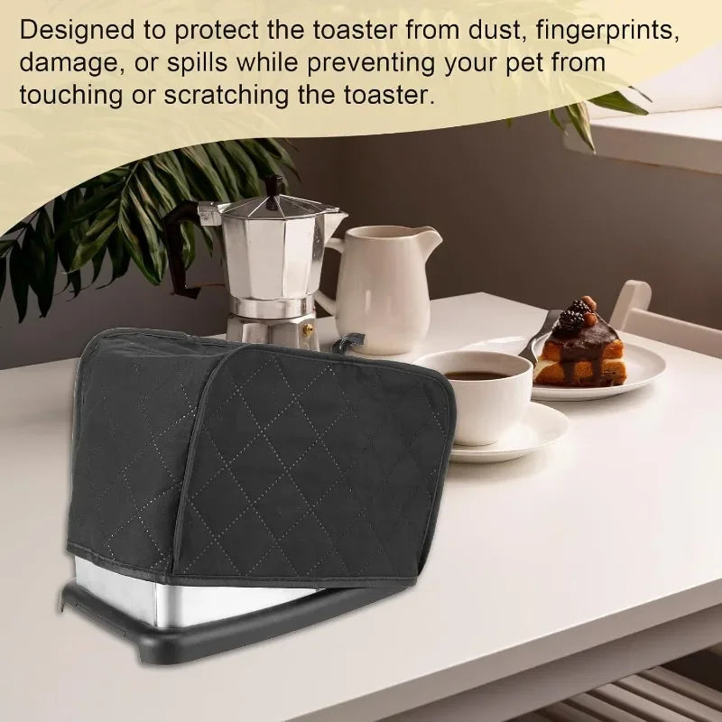 Quilted Toaster Cover – Universal 2 & 4 Slice, Fingerprint-Proof, Dust & Grease Protection (Black)