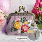 Kit de bordado para bolsos DIY – Bolso y cartera con punto de cruz floral | Ideal para principiantes