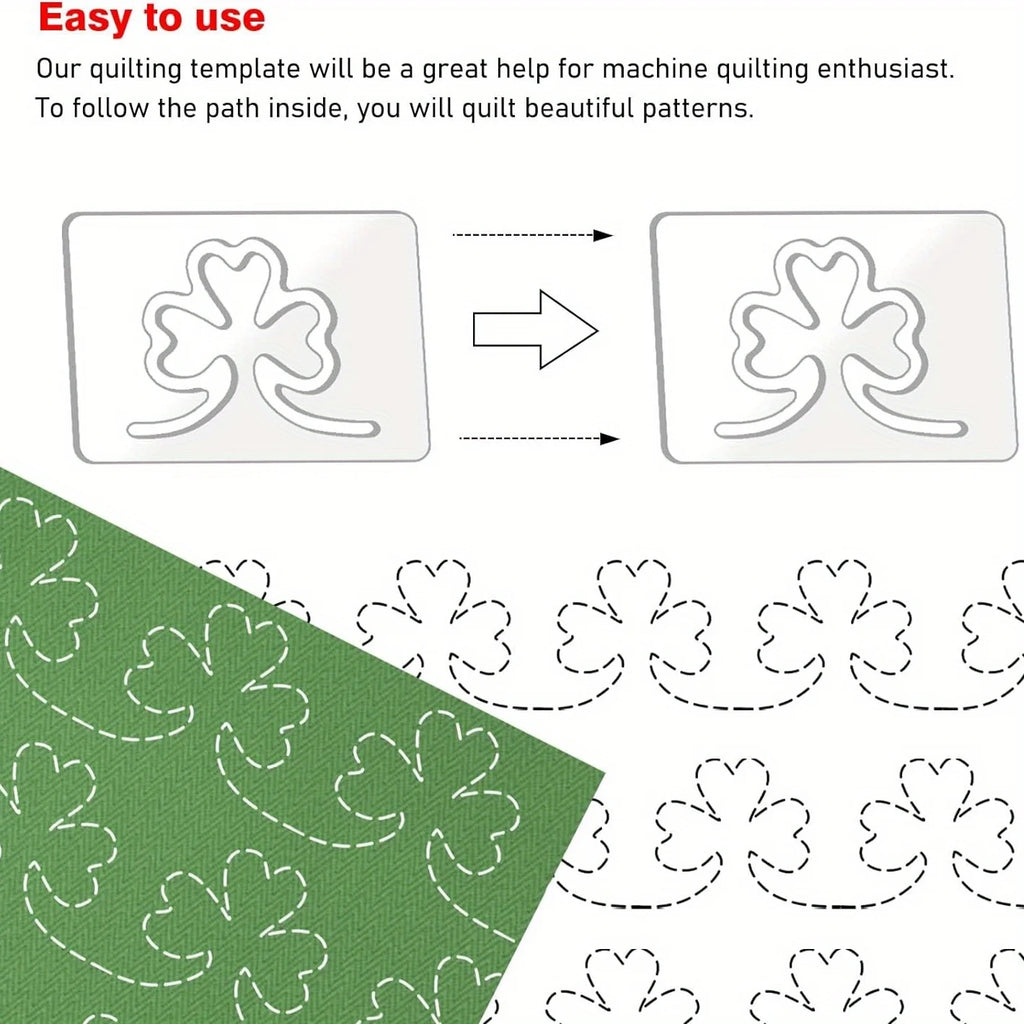 3-Piece Flower & Clover Acrylic Quilting Template Set – Free Motion Stencils for Quilts & Patchwork