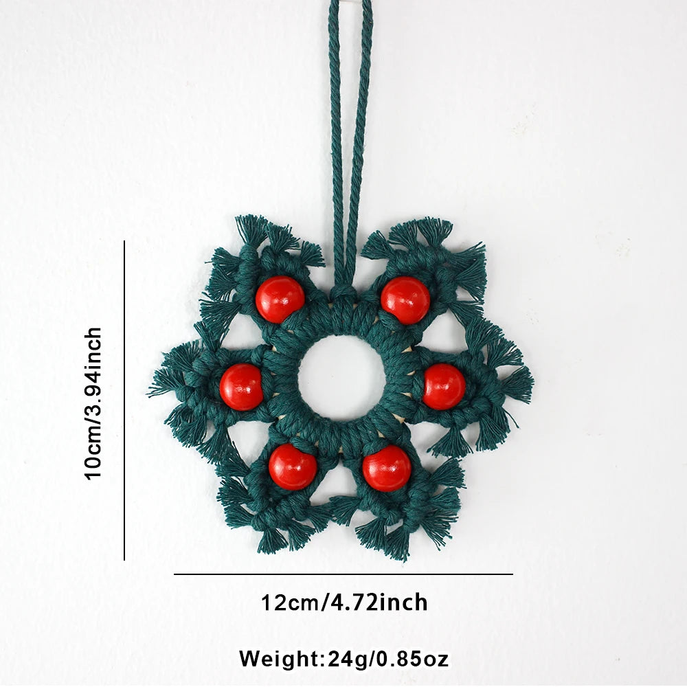 Kit de bricolaje de adorno de macramé de copo de nieve navideño — Colgante hecho a mano con tutorial | 3 colores