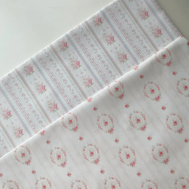 Floral Rose Print Cotton Blend Fabric — 145cm Wide | Shirts, Pajamas & Doll Clothes