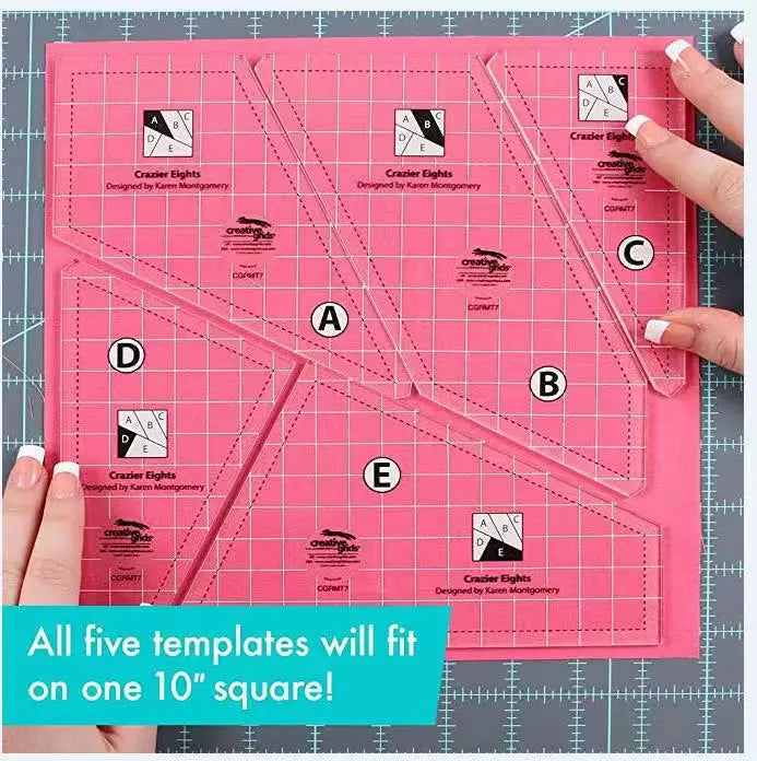 5-Piece Acrylic Quilting Ruler Template Set - DIY Patchwork & Cutting Templates