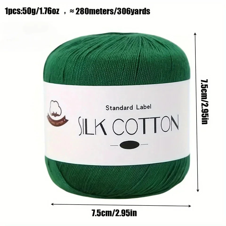 Hilo de Algodón de Seda - Hilo Fino para Ganchillo, Suéteres de Punto, Chales, Bufandas y Manualidades, Hilo Suave y Duradero 50g/unidad