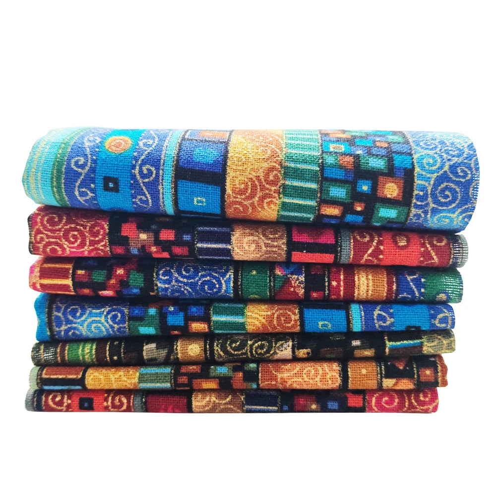 5-Piece Ethnic Print Cotton Fat Quarters Bundle – Quilting Squares for Patchwork & Handmade Crafts