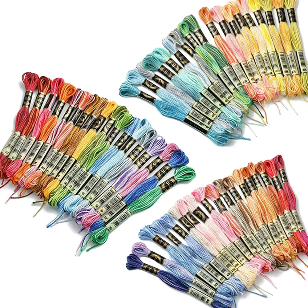 18 Colors Embroidery Thread Cotton Sewing Skeins – Cross Stitch Floss Kit | 8 Meters, 6 Strands