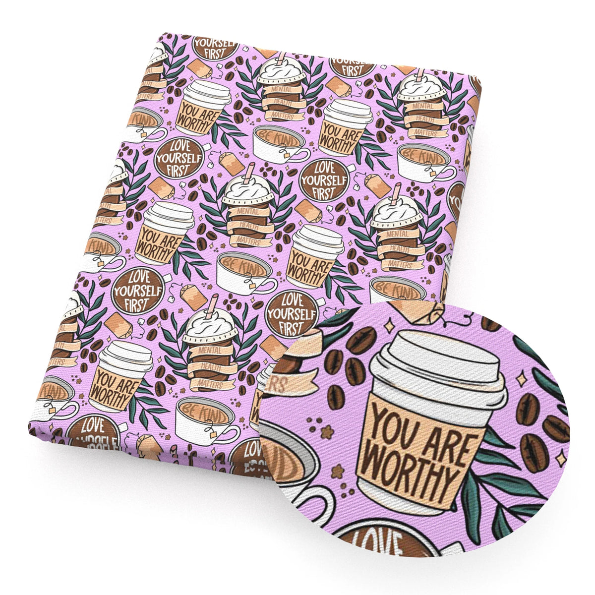 Coffee Beans Print Polyester Cotton Fabric — 50×145cm (20×57") | Quilting, Patchwork & DIY Crafts