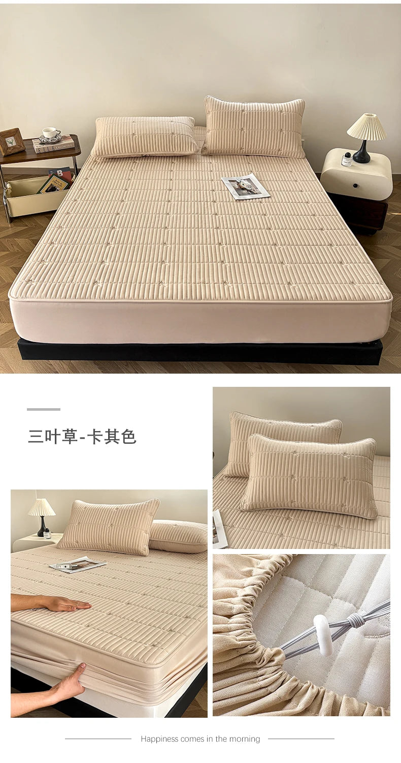 Waterproof Quilted Mattress Protector – 360° Deep Pocket, TPU Waterproof, Breathable Microfiber, Single to Super King