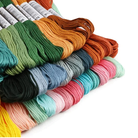 Cross Stitch Cotton Embroidery Floss Set – 8m Skeins, 6-Strand, 24 to 200 Colors, No Repeats