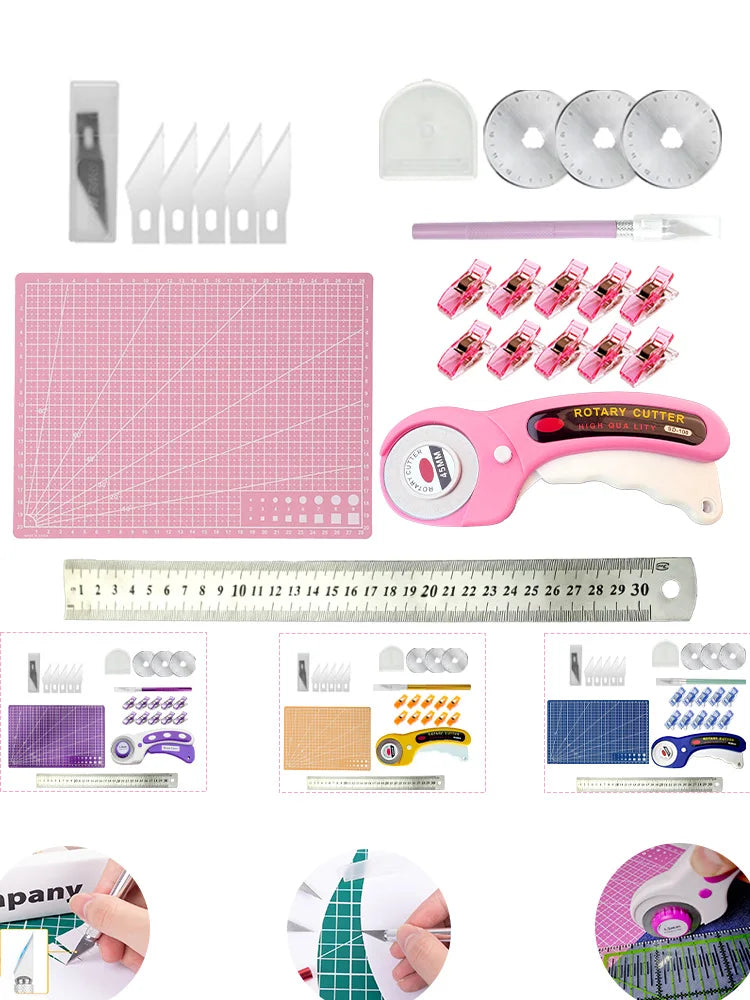 7-Piece Rotary Cutter & Quilting Tool Set – 45mm Blade, Cutting Mat, Ruler & More