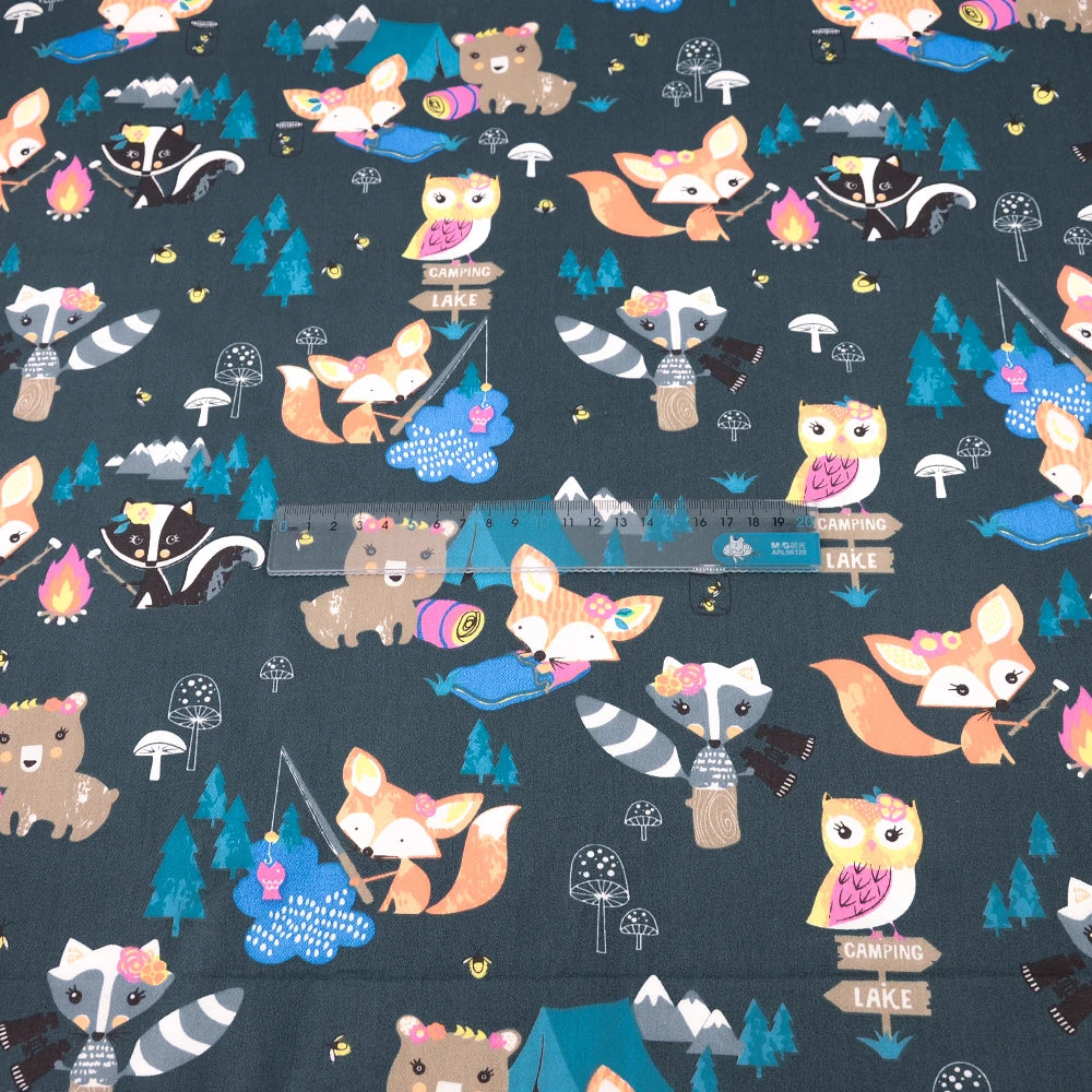 Fox Print 100% Cotton Twill Fabric – 63" Wide | Quilting, Patchwork, Baby & DIY Sewing (6 Pre-Cut Sizes)