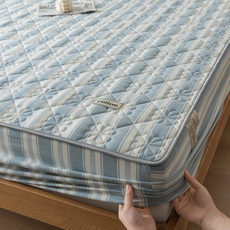 KISS NEST A-Class Antibacterial Washed Cotton Mattress Cover – Quilted, Hypoallergenic, Twin to California King