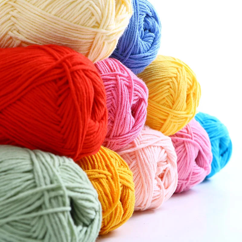 4-Ply Milk Cotton Knitting Yarn – 80% Cotton Blend | 40-50g Skein for Crochet, Sweaters & Amigurumi