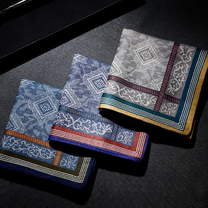 Cotton Jacquard Handkerchief – Elegant Printed Pattern | Soft & Sweat-Absorbing | 43x43cm