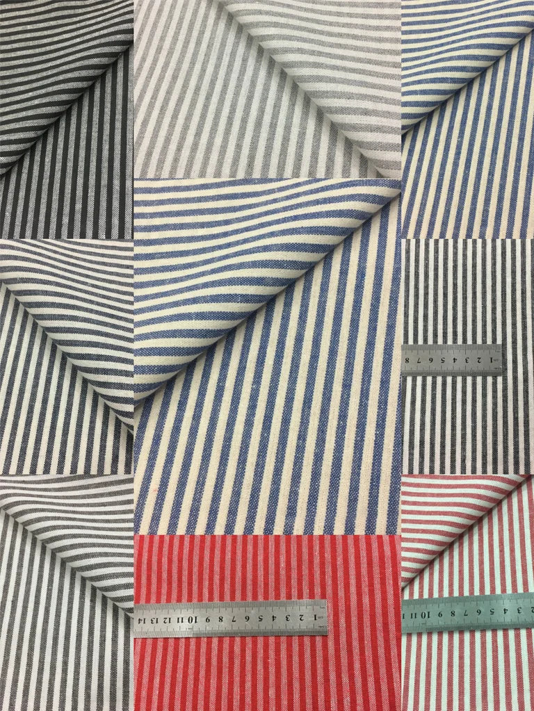 Striped Cotton Linen Fabric for Sewing & Home Décor | Sold by the Meter