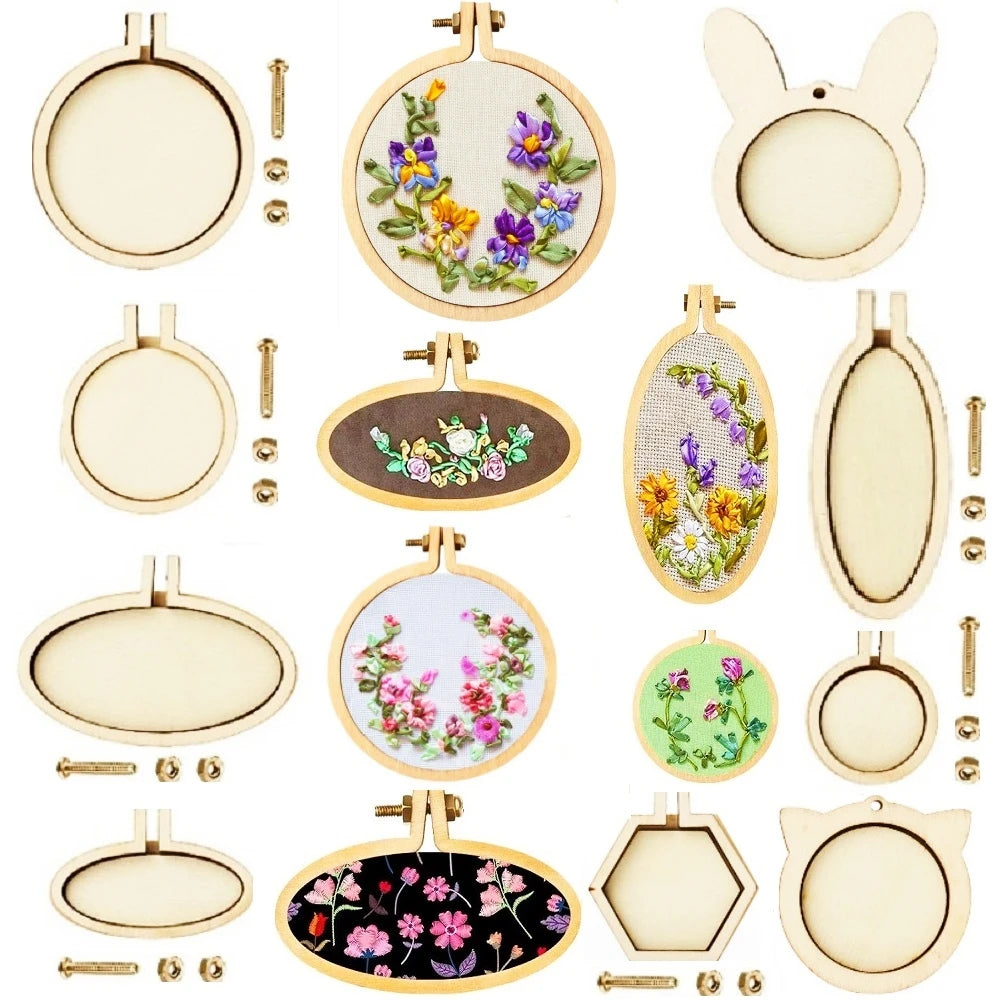 Mini Wooden Embroidery Hoop Set — 10 Pieces