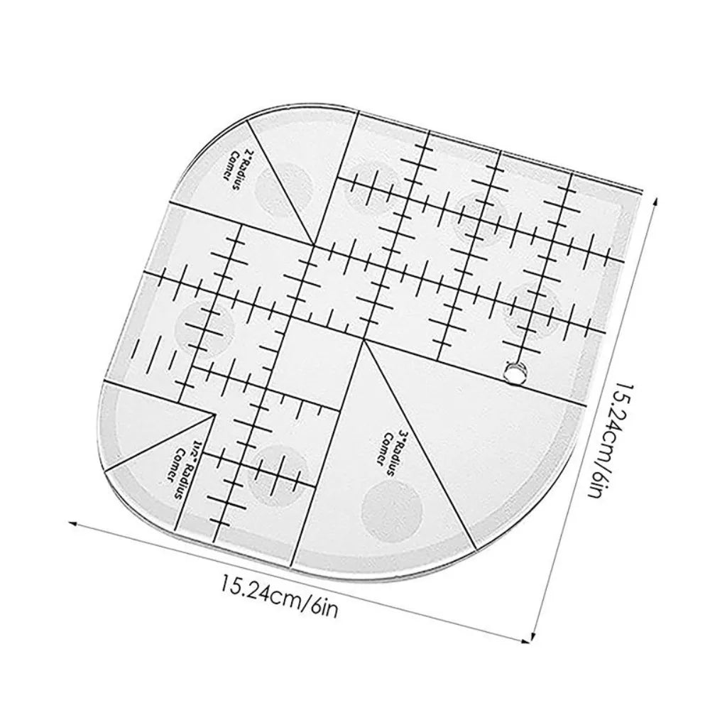 Curved Corner Cutter Acrylic Quilting Ruler with Non-Slip Base