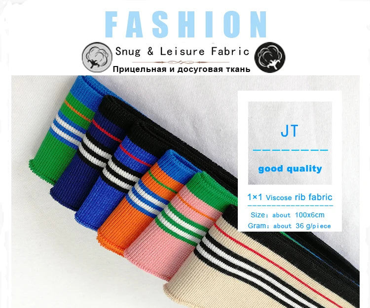 Colorful Stretch Rib Knit Trim Fabric – Viscose/Spandex, 4-Way Stretch, Collar, Cuffs & Hem