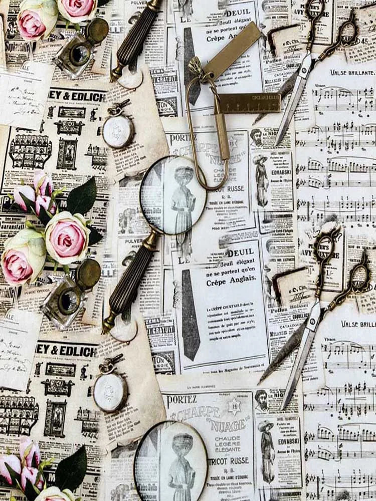 Vintage Newspaper & Map Digital Print 100% Cotton Fabric – 110cm Wide, Sold by the Half Meter