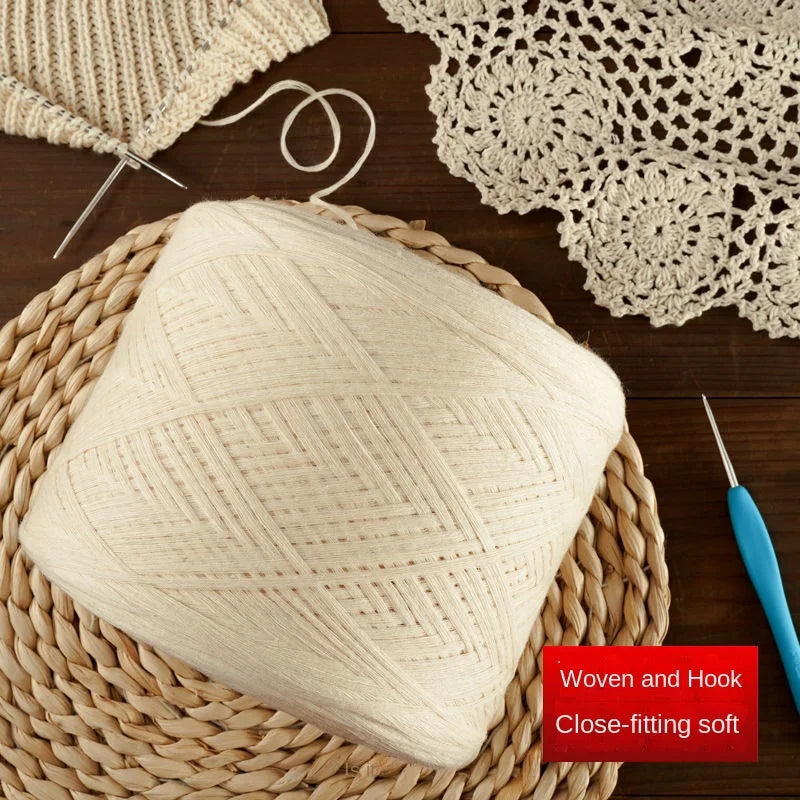 Cotton Yarn Thread for Knitting, Non-Bleached, Raw Algodon Line, Baby, Children's DIY, Handknitting, Scarf Sweaters, 500g/Ball