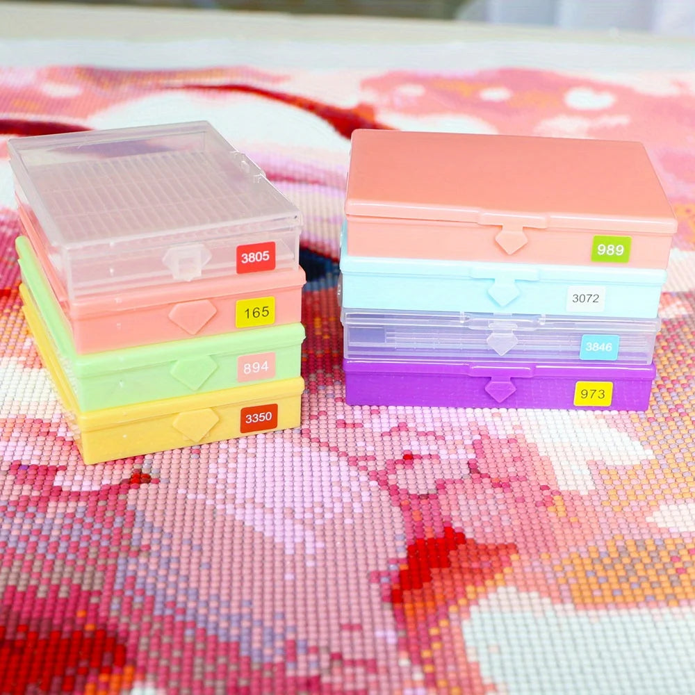 Juego de 6 bandejas para perforación y caja de almacenamiento para pintura de diamante – Organizador de cuentas 2 en 1 para manualidades DIY