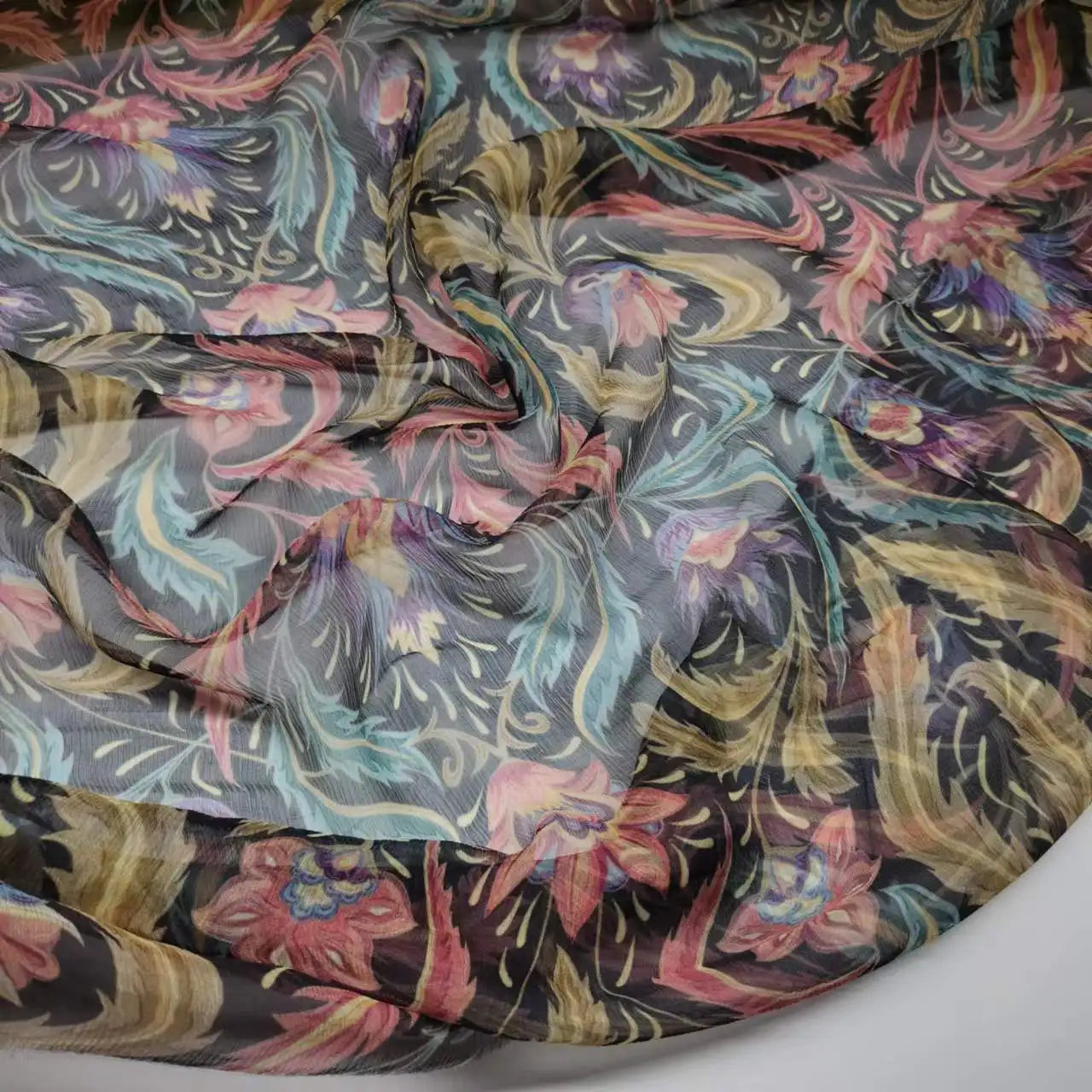 Floral Print Silk-Cotton Blend Fabric – 135cm Wide, 9-10mm | Dresses, Blouses & Luxury DIY Sewing