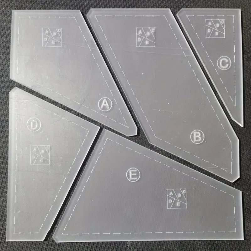 5-Piece Acrylic Quilting Ruler Template Set - DIY Patchwork & Cutting Templates