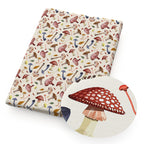 Mushroom & Animals Print Cotton Fabric — 50×145cm Half Meter | Quilting & Patchwork