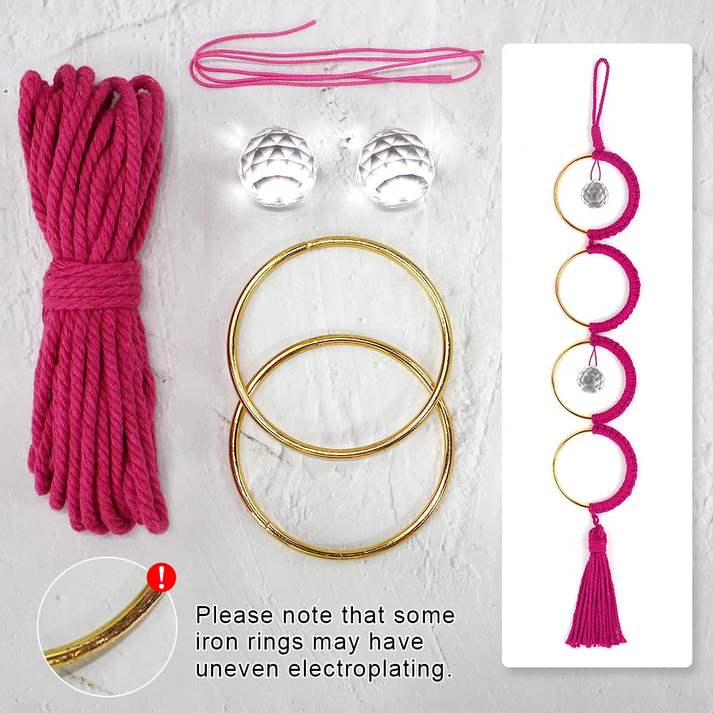 Bohemian Macramé Suncatcher Kit – DIY Crystal Ring Wall & Window Decoration