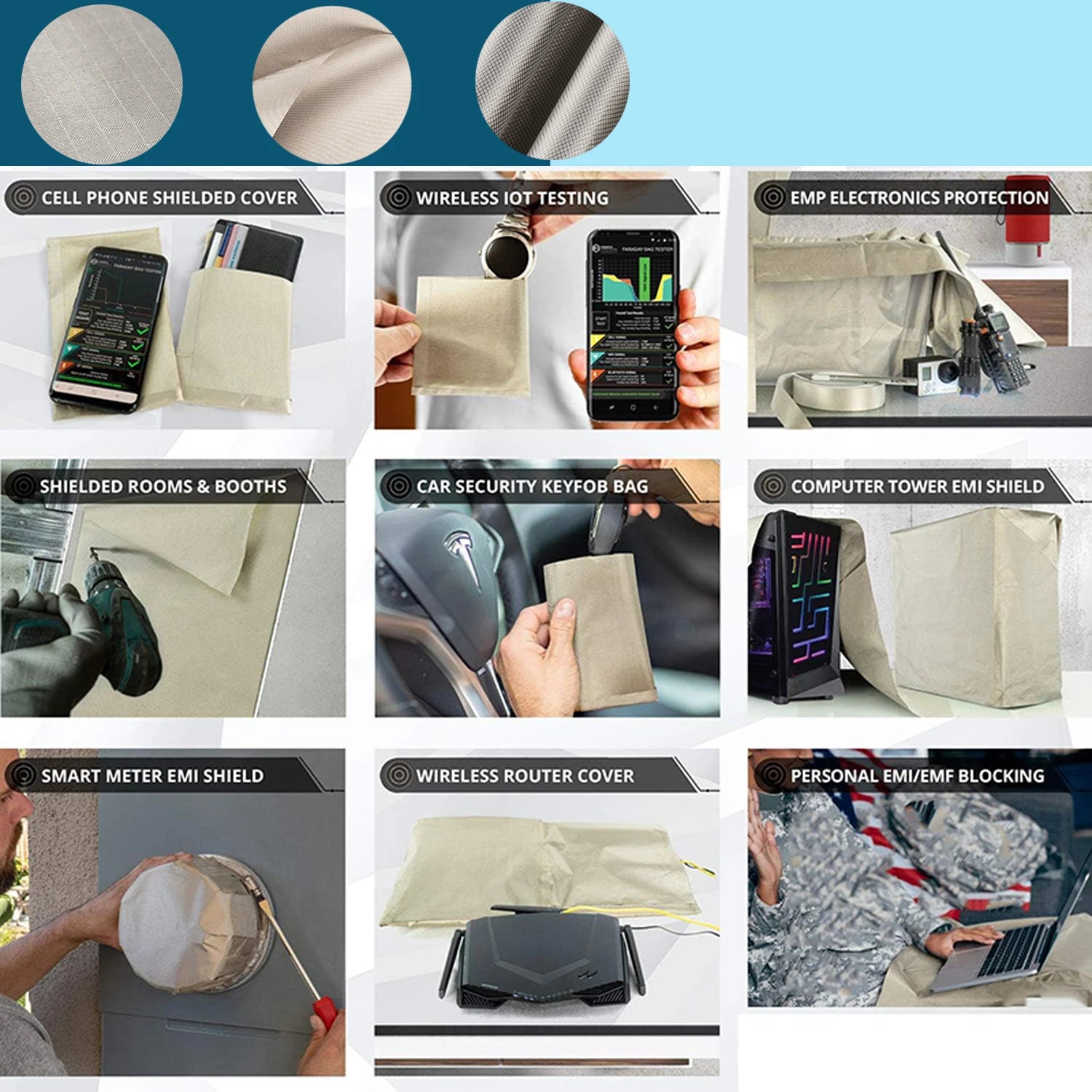 Faraday EMF Shielding Fabric 5 Meters | RFID & RF Signal Blocking Cloth