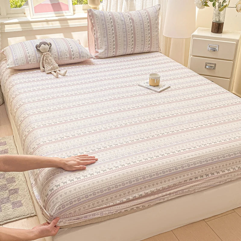 Floral Print Fitted Sheet - 500TC Polyester - 1pc or 3pc Set